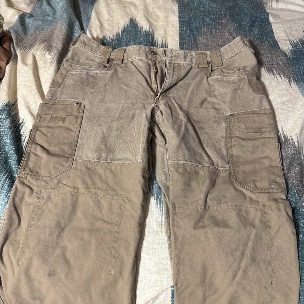 Duluth Trading Co Tan Cargo Pants Durable Cotton Blend